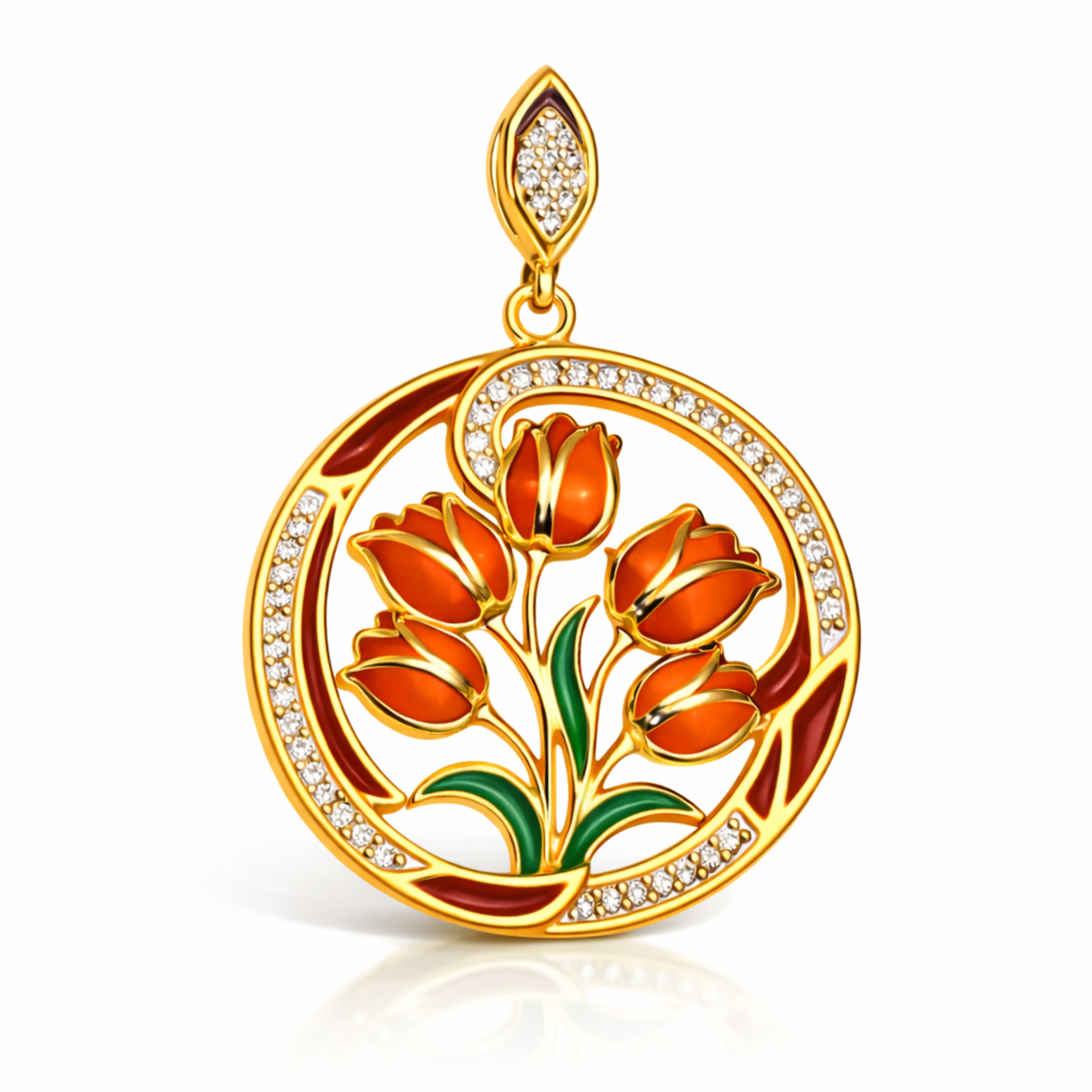 Tulip Pendant - Hand-Painted Enamel - 1108