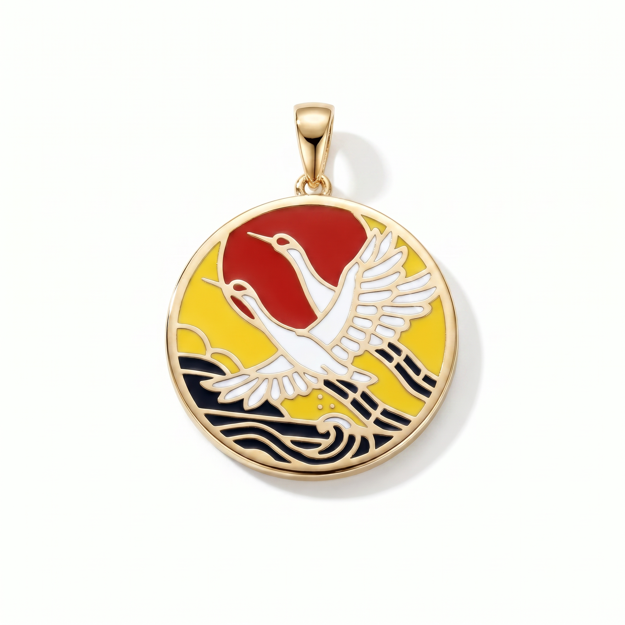 Pendant 1137 Rising Crane – Gold Plated Steel side view
