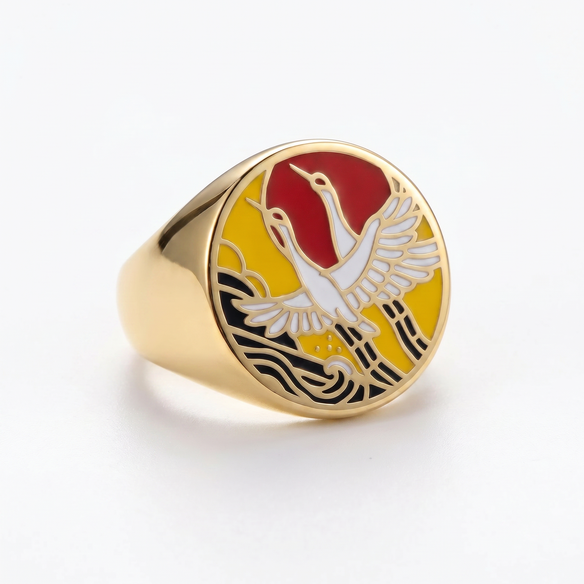 Ring 1237 Toward the Sun – Gold Plated Steel front view