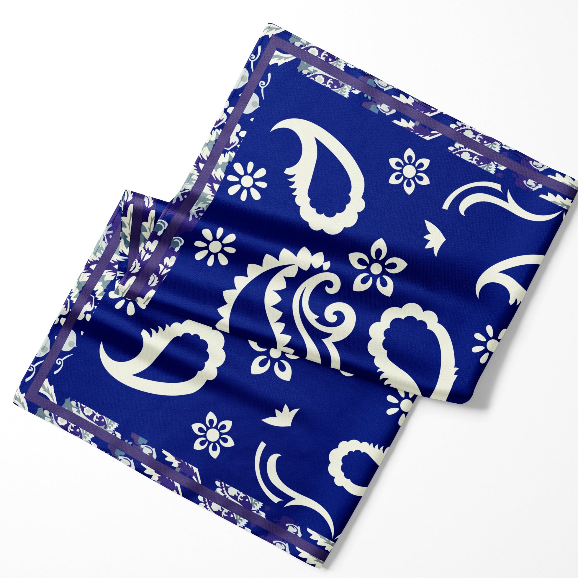 Blue Buta Silk Scarf - 1501