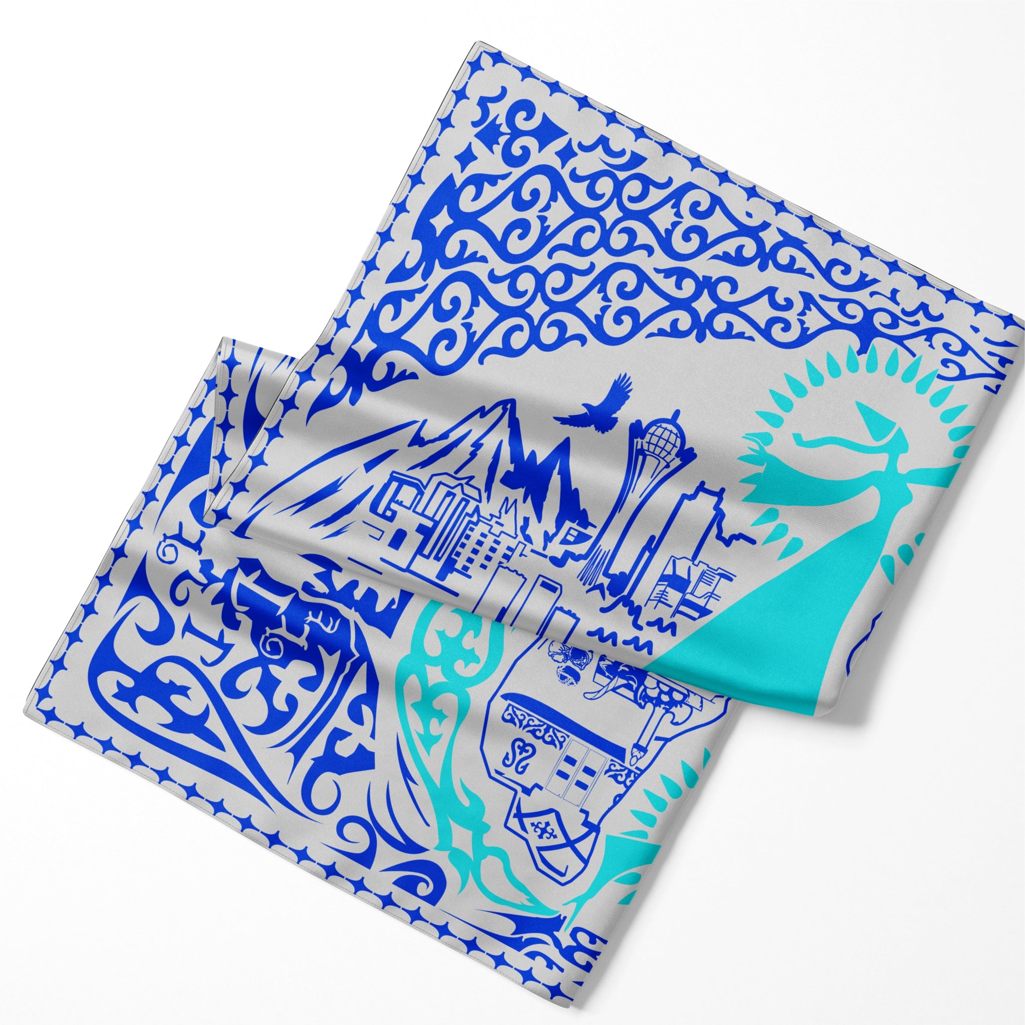 Kazakh Silk Scarf - 1510