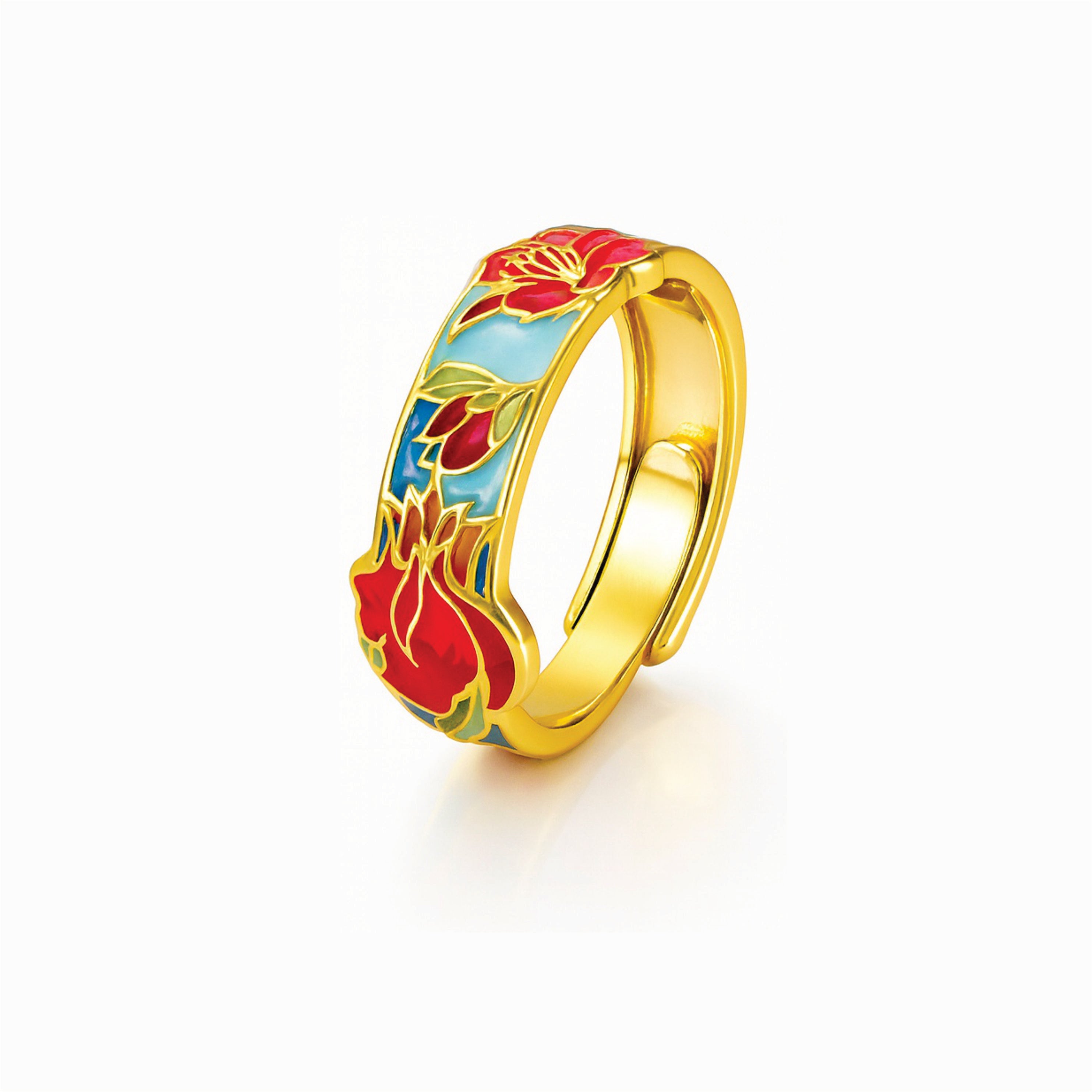 Vibrant Pomegranate Ring - Garden of Paradise - 1211