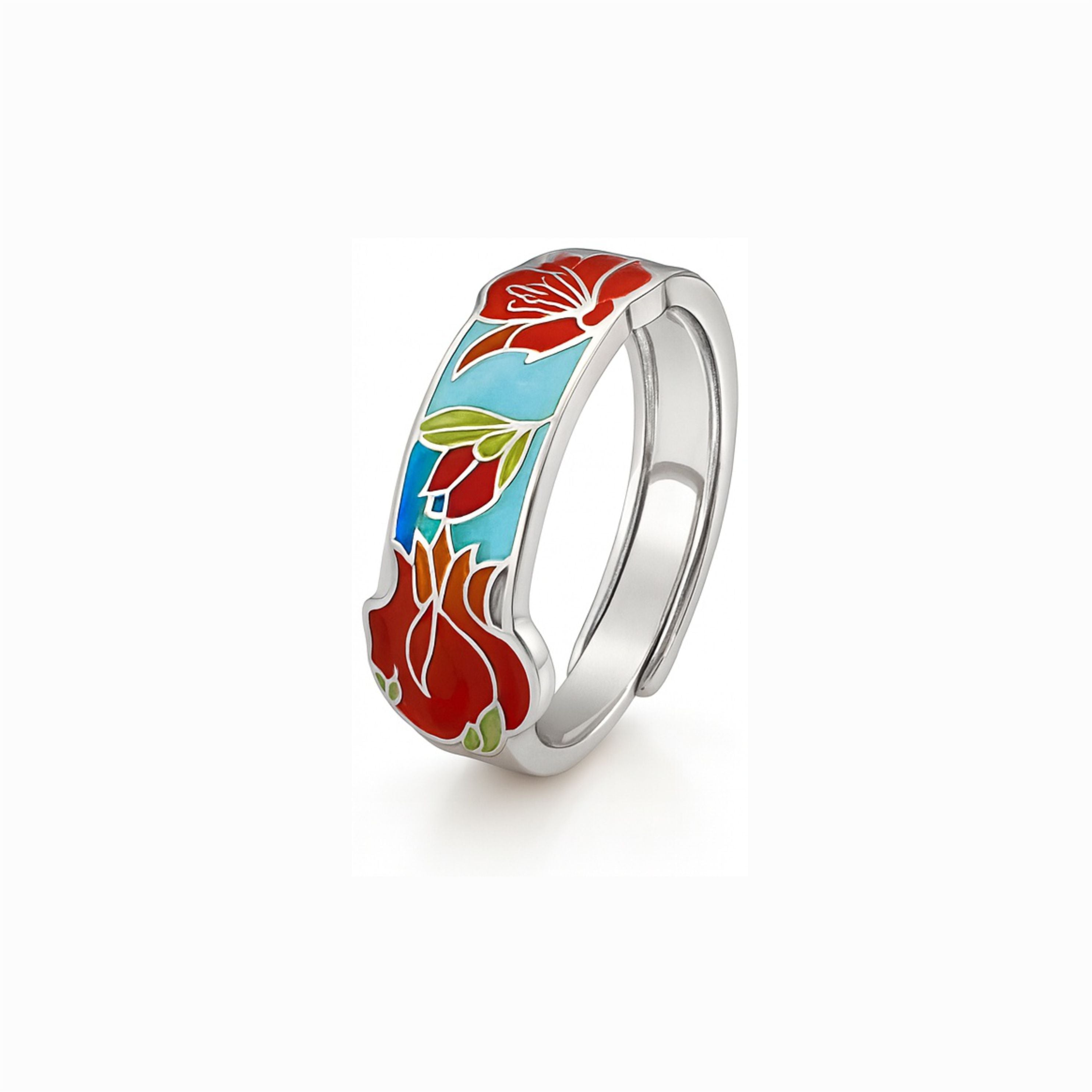 Vibrant Pomegranate Ring - Garden of Paradise - 1211