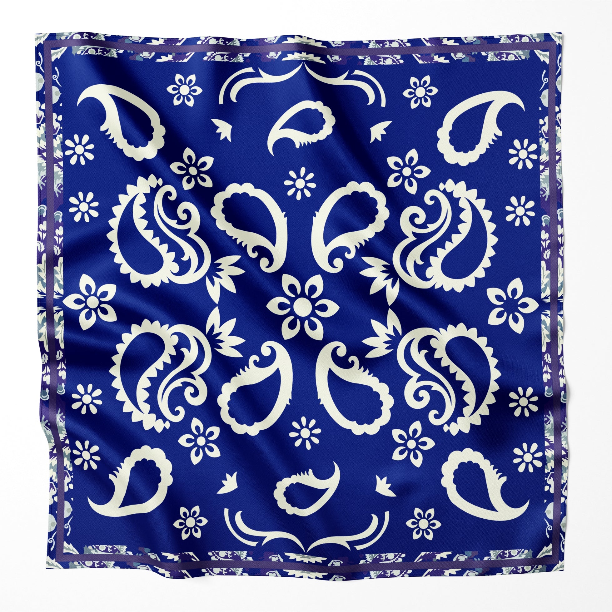 Blue Buta Silk Scarf - 1501