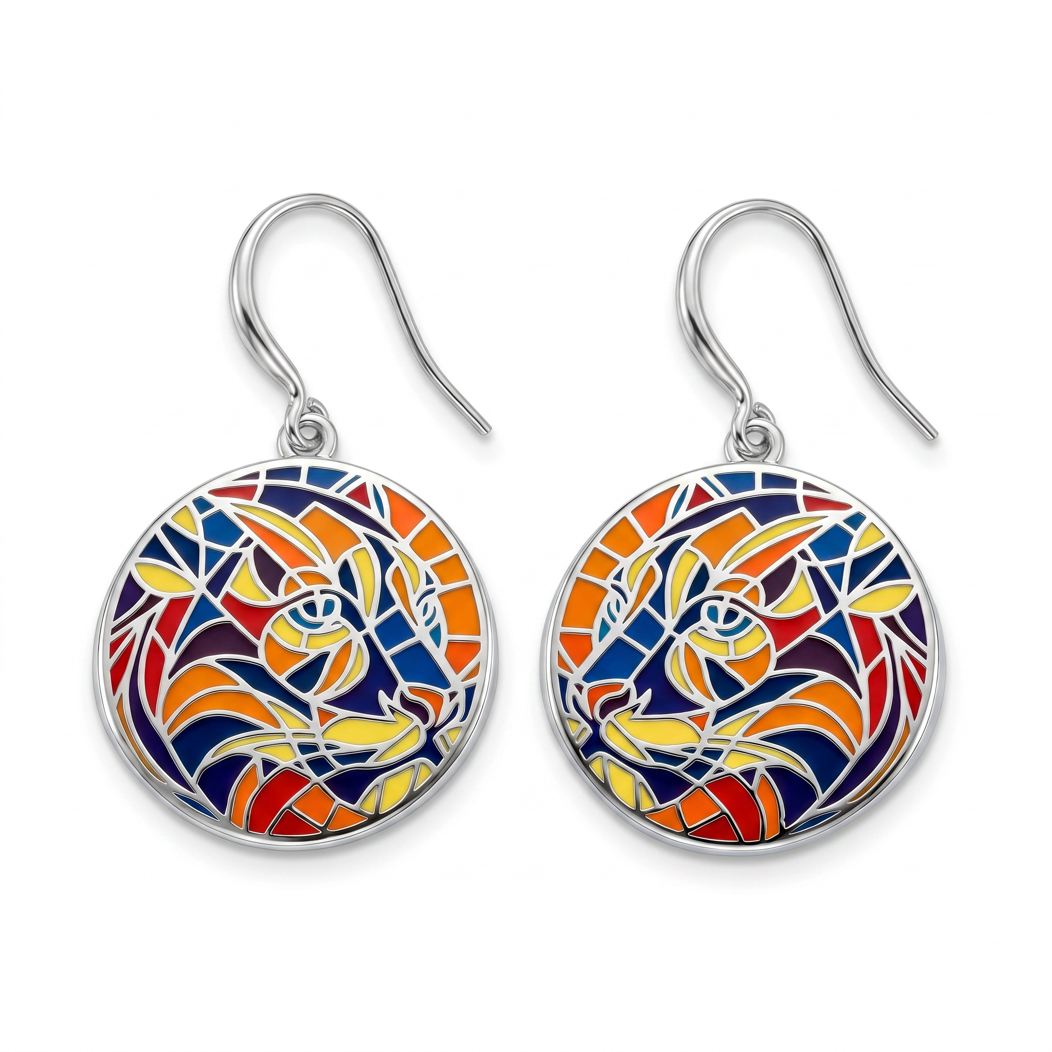 Wild Soul Enamel Earrings – Sterling Silver front view