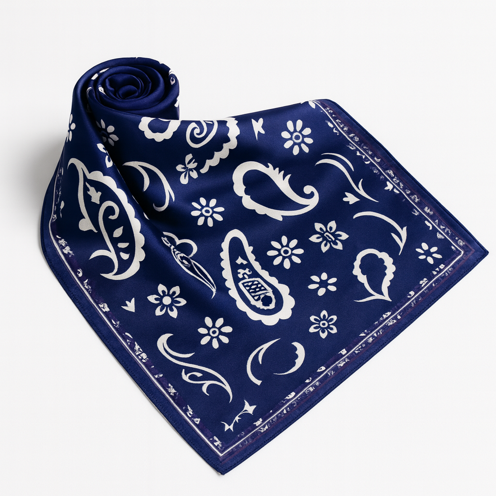Ornamental Silk Scarf – Midnight Blue